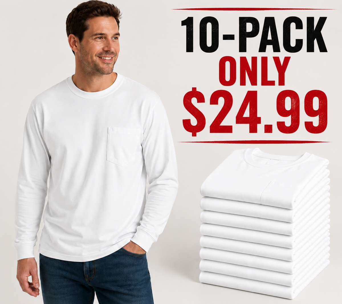 🔥Men's Heavyweight Cotton Pocket T-Shirt – Relaxed Fit Everyday Casual Tee | Big & Tall Available