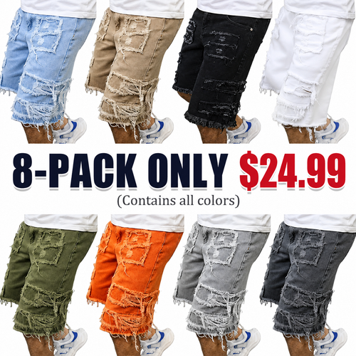 Raw Hem Denim Shorts with Rips – Edgy Urban Casual Warm-Weather Essential