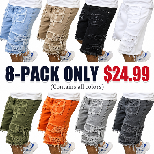 Raw Hem Denim Shorts with Rips – Edgy Urban Casual Warm-Weather Essential