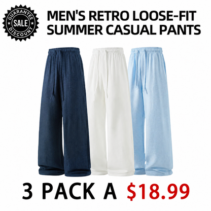 Men Retro Loose Drawstring Breathable Summer Casual Linen Pants