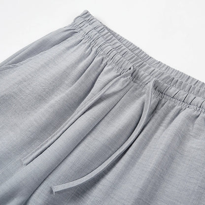 Men Retro Loose Drawstring Breathable Summer Casual Linen Pants