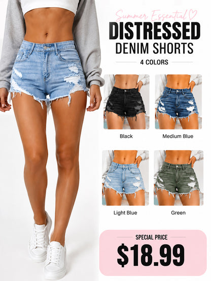 ✨Women's Ripped Raw Trim Denim Shorts✨