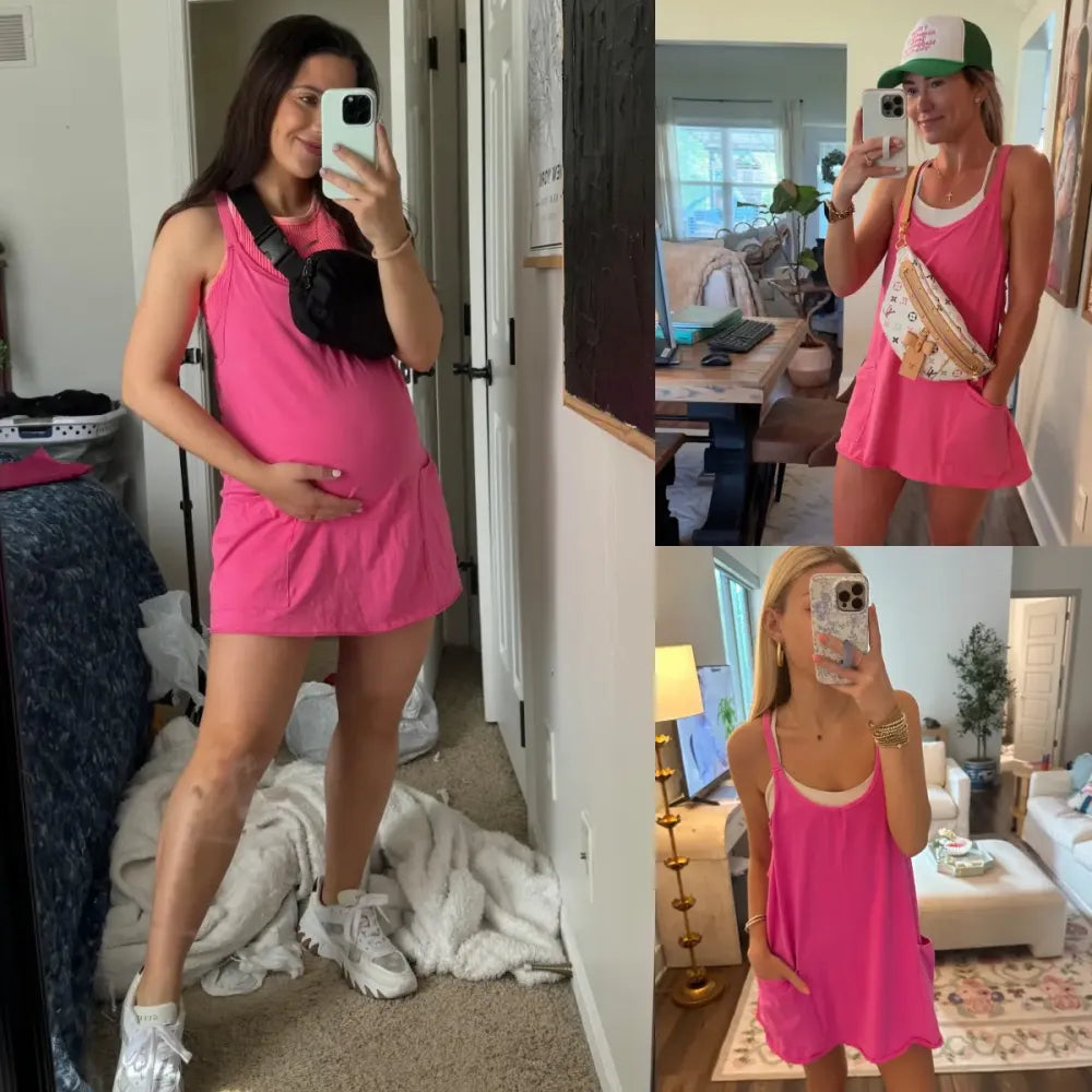 Women's Sleeveless Athletic Dress with Built-In Shorts