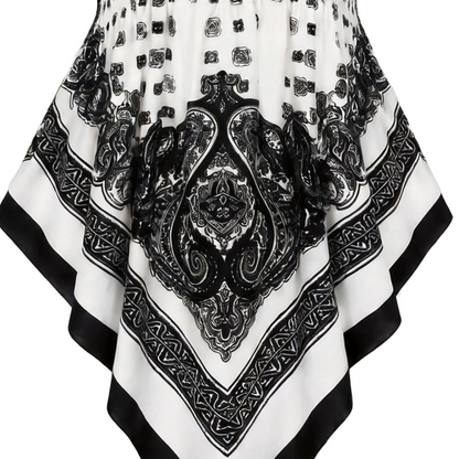 Plus Size Women's Ethnic Print Strapless Top, Bohemian Style Asymmetrical Hem Tube Top, Casual Summer Fashion Top Fit