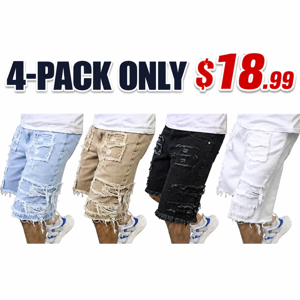 Raw Hem Denim Shorts with Rips – Edgy Urban Casual Warm-Weather Essential