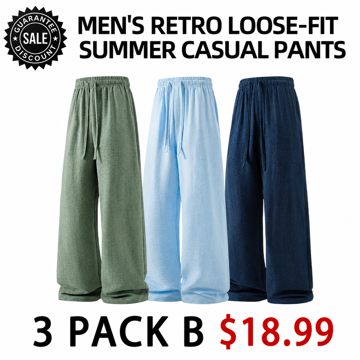 Men Retro Loose Drawstring Breathable Summer Casual Linen Pants