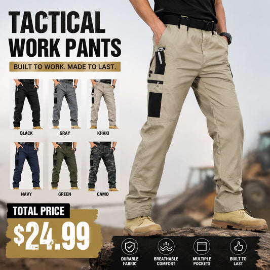 Men's Solid Color Tactical Work Pants,230g/m² new fabric，with Multiple Pockets and Zipper Closures, Durable Outdoor Training Pants, Available in Multiple Colors, Fishing, outdoor activities, work, hiking, camping