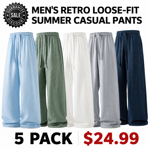 Men Retro Loose Drawstring Breathable Summer Casual Linen Pants