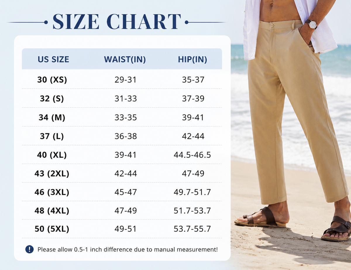 🔥 Limited-Time Sale ✨ Men’s Cotton Linen Pants | Elastic Waist Lightweight Slim Fit Casual Beach Trousers 👖🌴