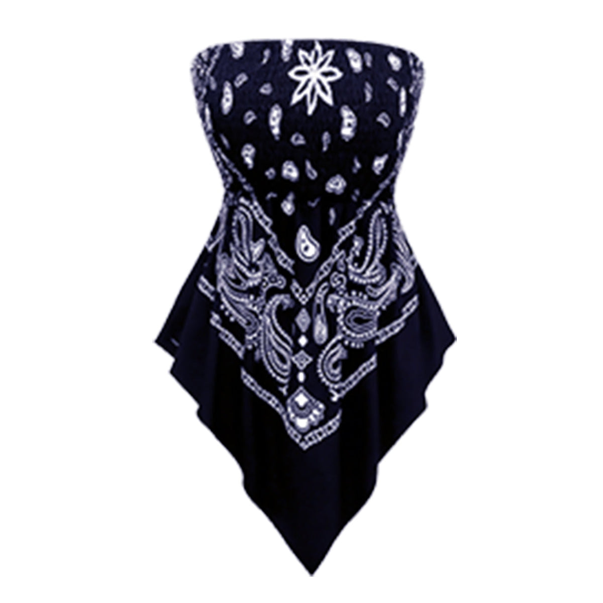 Plus Size Women's Ethnic Print Strapless Top, Bohemian Style Asymmetrical Hem Tube Top, Casual Summer Fashion Top Fit