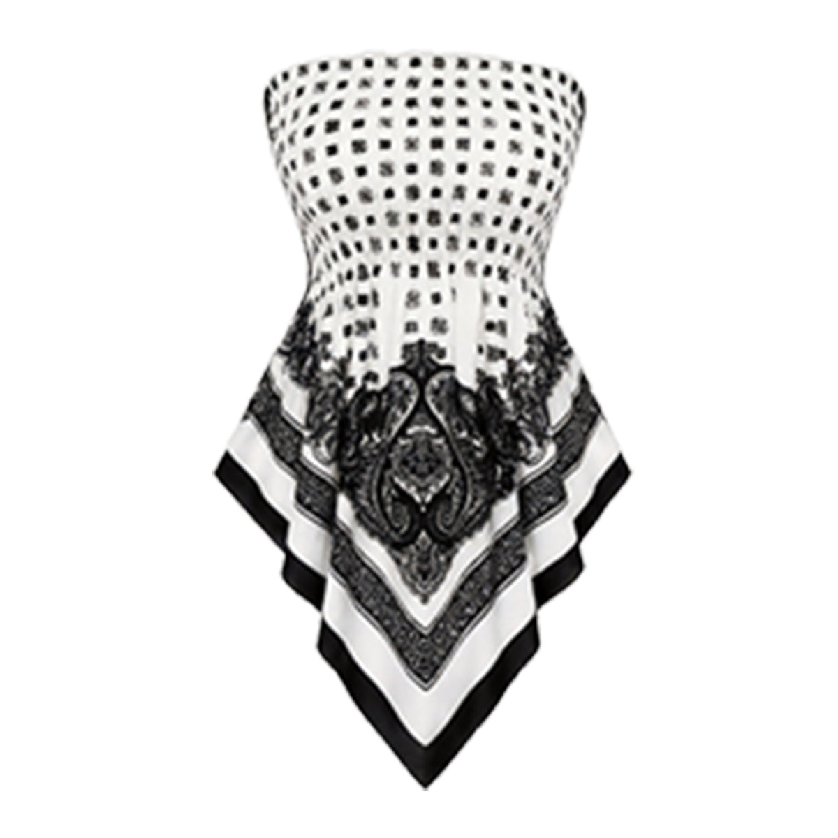 Plus Size Women's Ethnic Print Strapless Top, Bohemian Style Asymmetrical Hem Tube Top, Casual Summer Fashion Top Fit