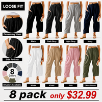 8 pack-Black + Dark Gray + Light Gray + Navy + White + Khaki + Pink + Olive Green