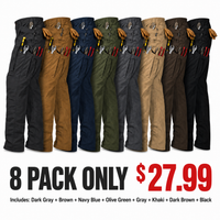 8 PACK-A ONLY $27.99 Includes: Dark Gray + Brown + Navy Blue + Olive Green + Gray + Khaki + Dark Brown + Black