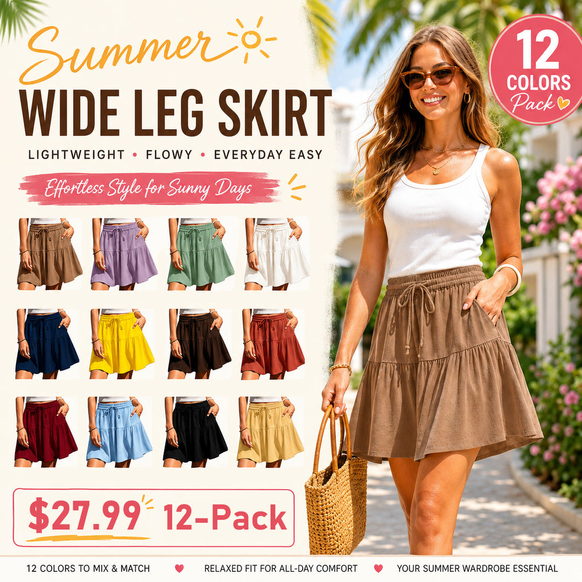 Women's Linen Blend Wide Leg Flowy Culotte Shorts Drawstring Loose Fit Summer Casual Lightweight Comfy Vacation Wear